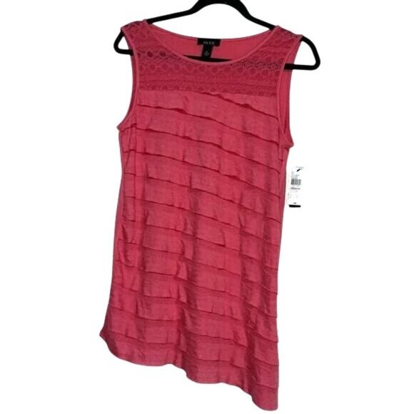Alyx Sleeveless Pink Tiered Top With Lace Detail - Size M - Picture 1 of 8